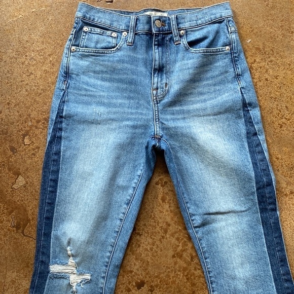 MADEWELL The High Rise Slim Boy Jean medium wash distressed cropped ankle jeans - Picture 8 of 8